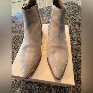 Marc Fisher Taupe Suede Pointed Toe Ankle Booties